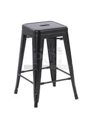 BRAND NEW! Commercial Black Metal Backless Industrial-Style Stackable Bar Stool! 3X Your Bid! - Item #1225663