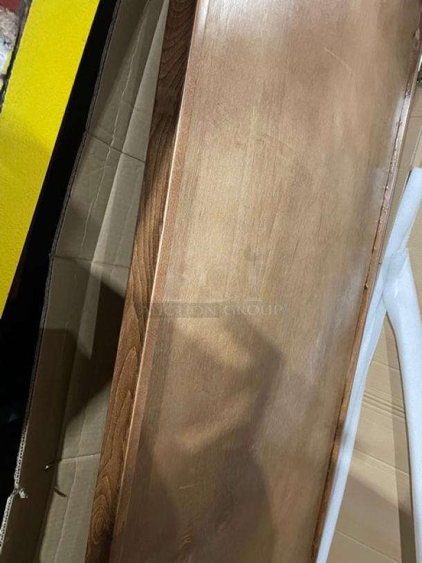 Brand new golden maple rectangular butcher block countertop, 34"x84", smooth finish. Ideal for commercial use.