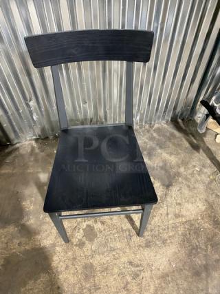 Kinley 570 black metal dining chair with distressed black wooden seat and back, brand new condition.