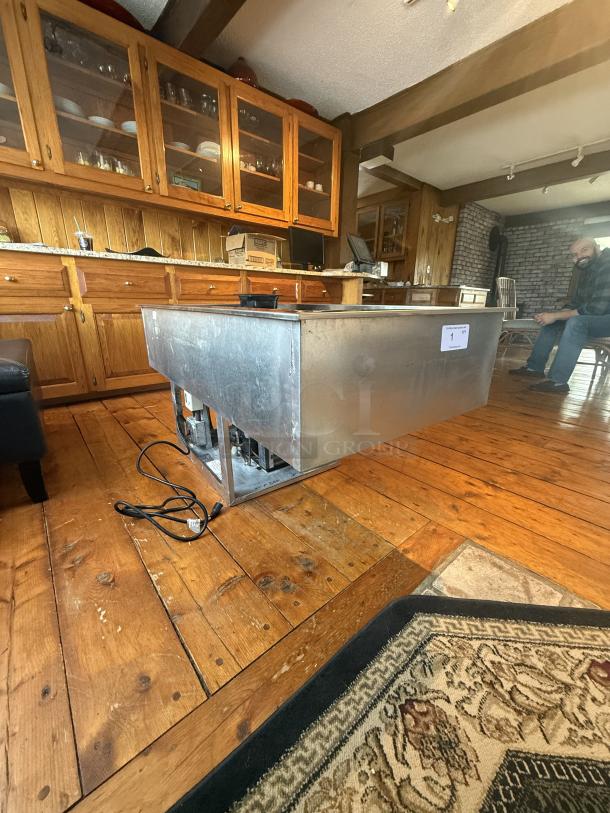 Wells RCF-200 refrigerated cold pan, 2-well, with sneeze guard. Ideal for food service. Plug-in ready, self-contained unit.