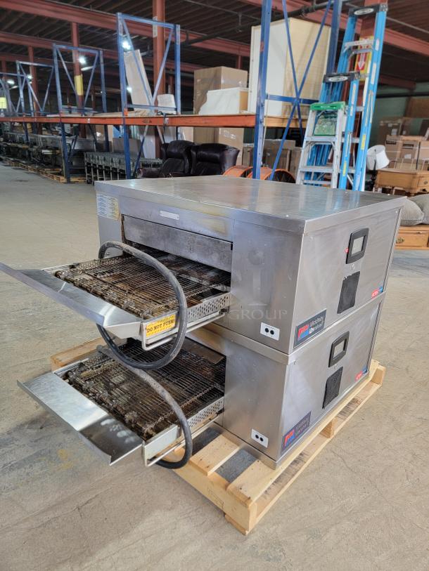 Middleby Marshall CTX DZ33T double stack electric conveyor ovens, 2023 model, lightly used, ideal for high-speed cooking.