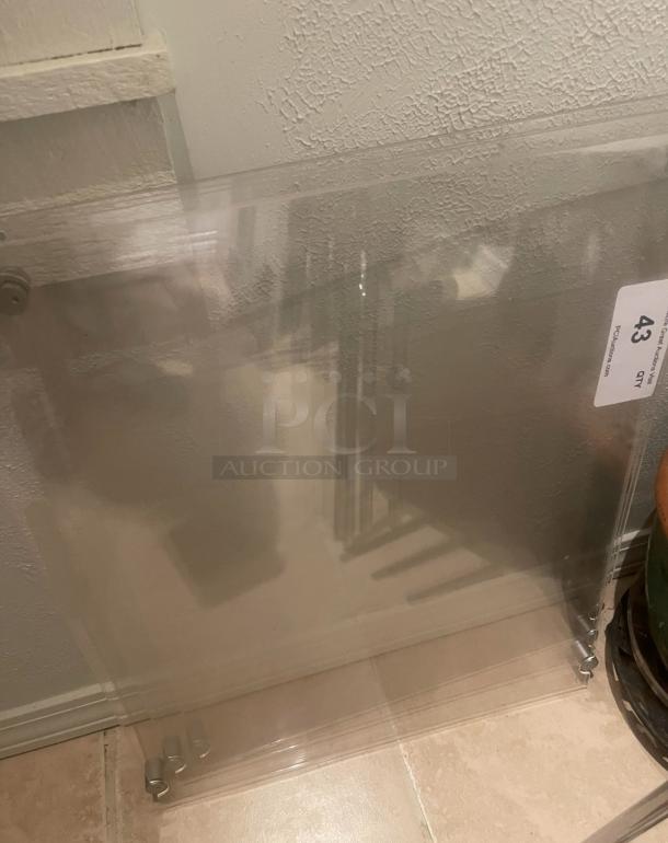 20x24 clear acrylic wall sign holder with stand-offs, creates a floating effect. Ideal for posters/artwork, new condition.