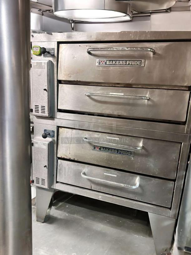 Two Bakers Pride 151 Super Deck pizza ovens in outstanding condition, natural gas, fully tested, with visible brand logos.