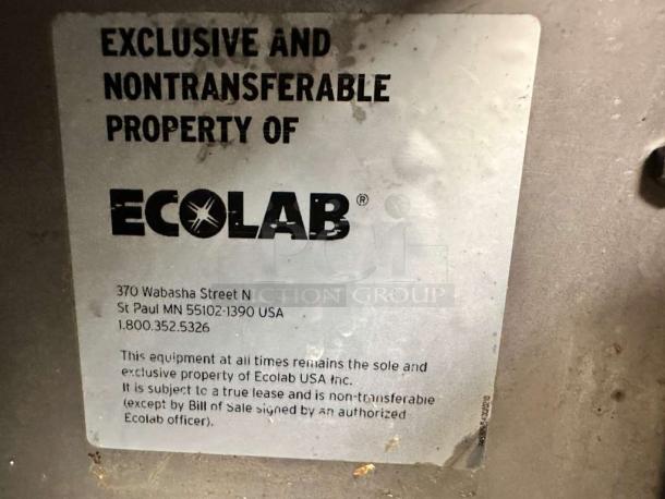 Ecolab/Hobart ES-2000 commercial dishwasher, excellent condition, exclusive property label visible, fully tested and working.