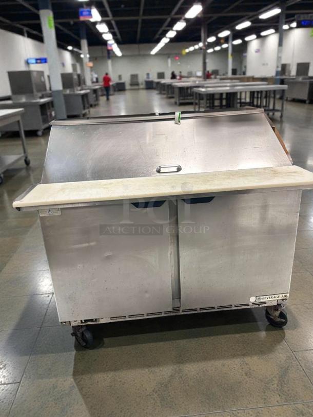 Immaculate Beverage-Air SPE48HC-18M refrigerated prep table, stainless steel, pristine condition, 115V, fully tested.