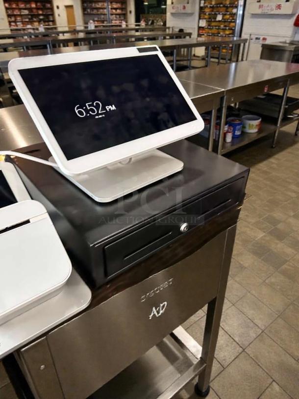 Clover Station POS system in outstanding condition, includes touchscreen, cash drawer; fully tested and working, model label visible.