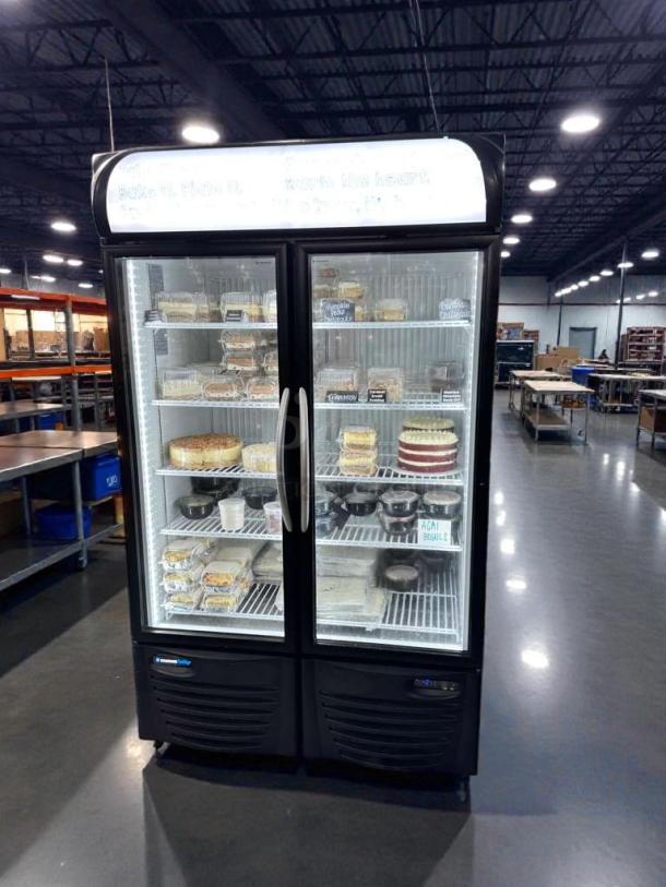 Minus Forty dual glass door display refrigerator, superb condition, LED lit, model 43-UDGF-X1-1C000-BK-8SHELF.