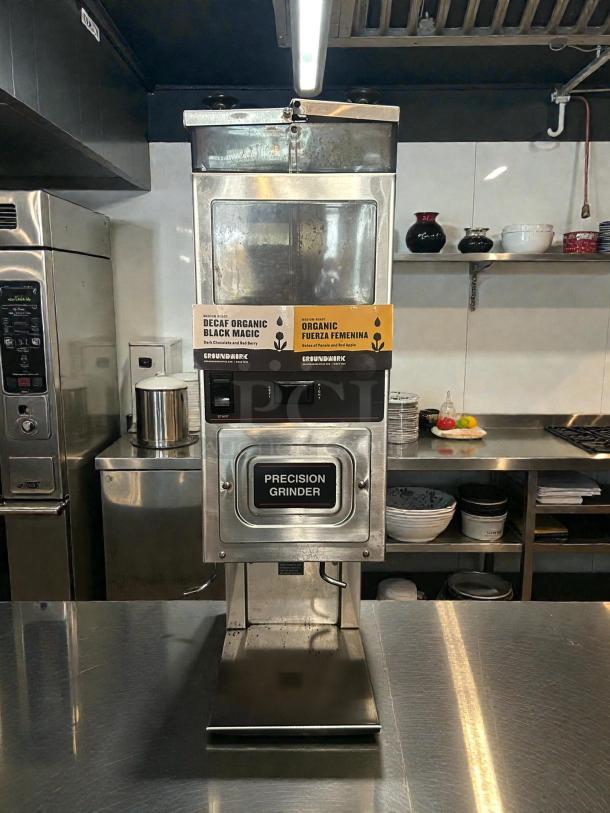BUNN Model G9-2T 24250.0021 HD Portion Control Grinder in great condition, labeled "Precision Grinder," tested and working.