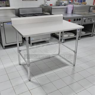 John Boos Model ST6R5-3060GBK 60" stainless steel worktable, two drawers, open base, excellent condition.