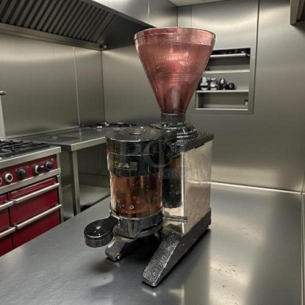 Astra AGS 003 2lb commercial coffee grinder, semi-automatic, tested, working, excellent condition, stainless steel finish.