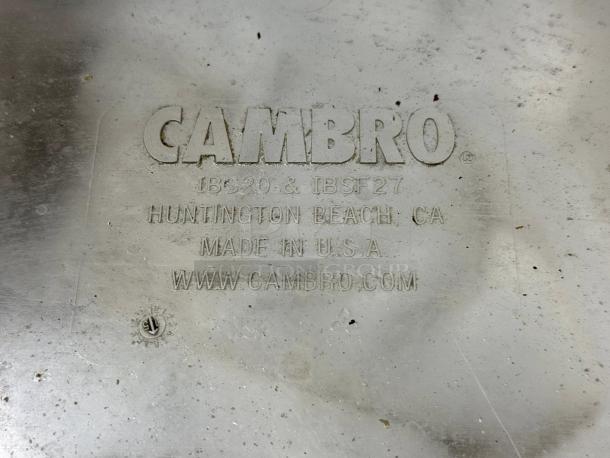 Cambro IBS20148 mobile ingredient bin, 21-gallon, slant top, excellent condition. Label: "Made in U.S.A., Huntington Beach, CA."