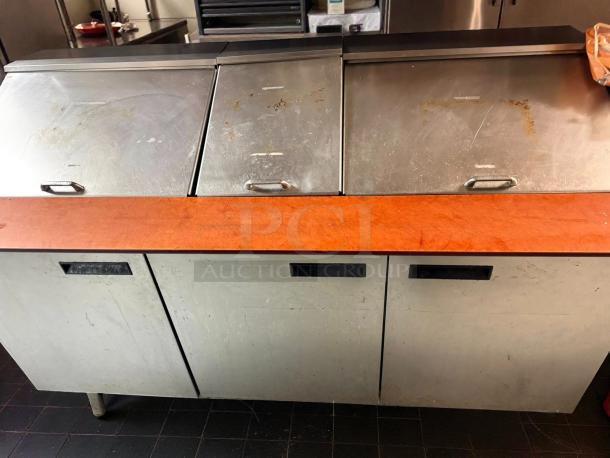 Delfield 4472NP-30M Mega Top Refrigerated Sandwich Prep Cooler, 72", stainless steel, tested, working, used condition.