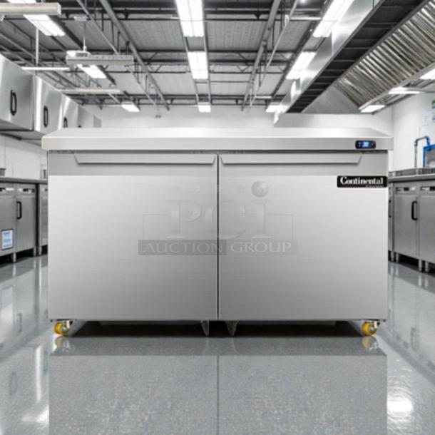 Continental UC48 undercounter refrigerator, 48", 13.4 cu ft, good condition, tested and working, stainless steel finish.