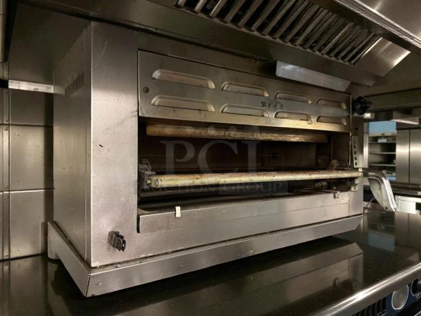 Montague SB36-C 36" Gas Salamander Broiler in excellent condition, stainless steel exterior, tested and working.