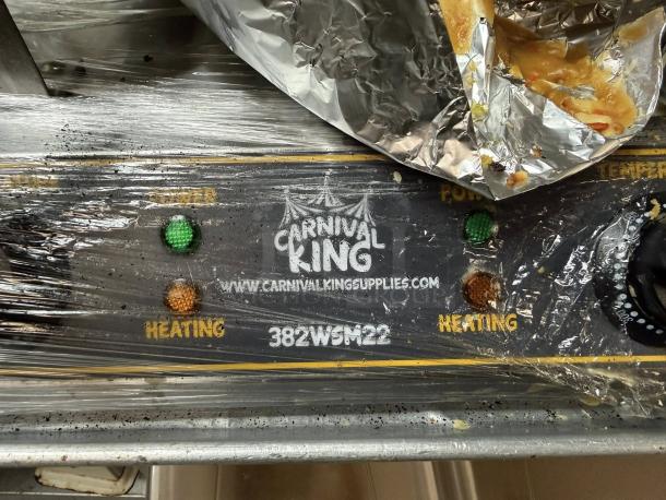 Carnival King 382WSM22 Double Waffle Maker, non-stick, with timers, tested and working, model and brand labels visible.