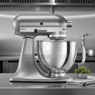 KitchenAid Artisan Stand Mixer, 5 qt., great condition, 115v, stainless steel bowl, tested & working, silver finish.