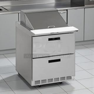 Delfield STD4427NP-6 27" 2 Drawer Refrigerated Sandwich Prep Table, stainless steel, tested, nice condition.