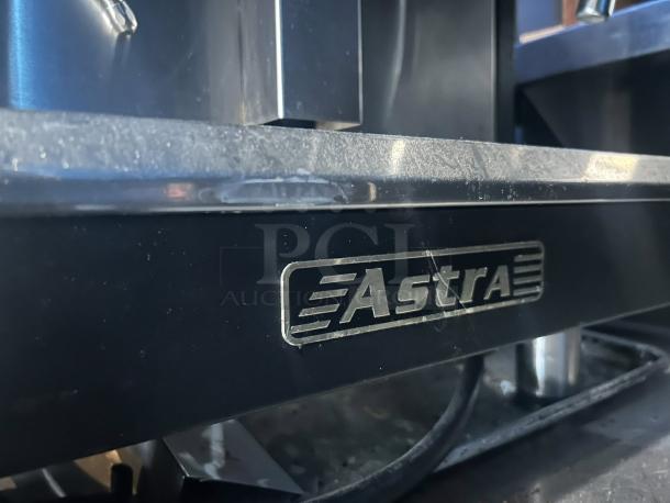 Astra Mega I M1-011-1 espresso machine, black finish, automatic, 110V, tested and working, visible Astra logo.