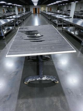 Set of 4 commercial patio tables in outstanding condition, weather-resistant, inspected, ready for use, black finish.