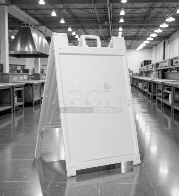 Signicade Plasticade Classic A-Frame sidewalk sign, outstanding condition, fully tested, ready for use, white finish.