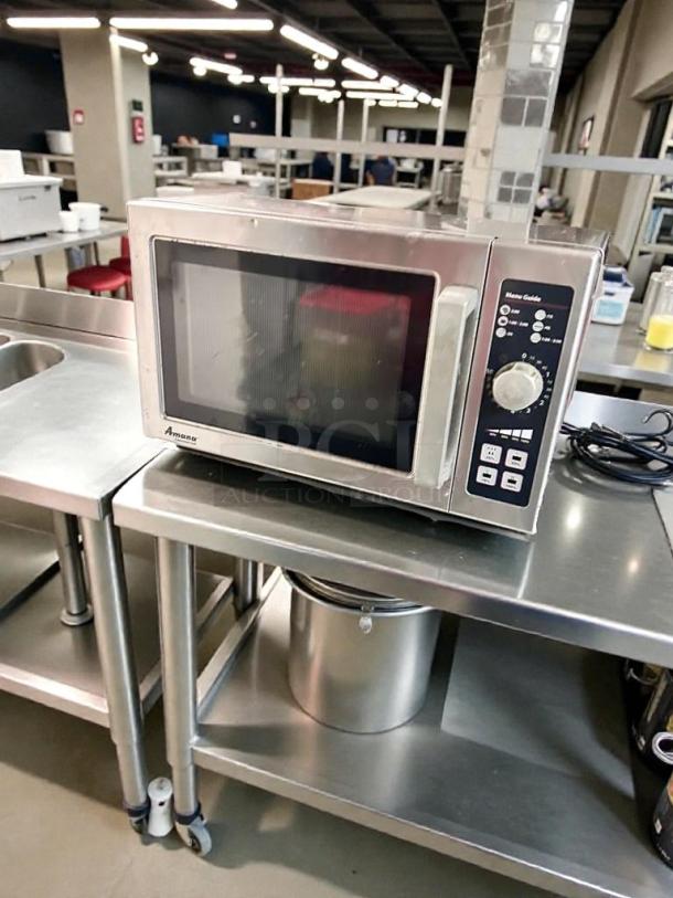 Prime condition Amana RCS10DSE commercial microwave oven, 120V, fully tested and working, stainless steel finish.