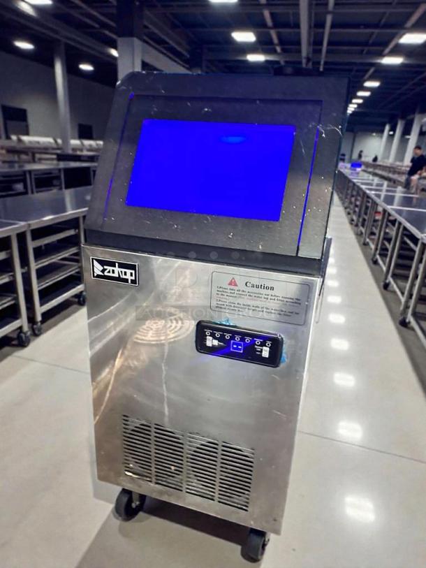 Zotop BKF-B40F-C-55R undercounter ice maker, excellent condition, tested, 120V, visible control panel and caution label.