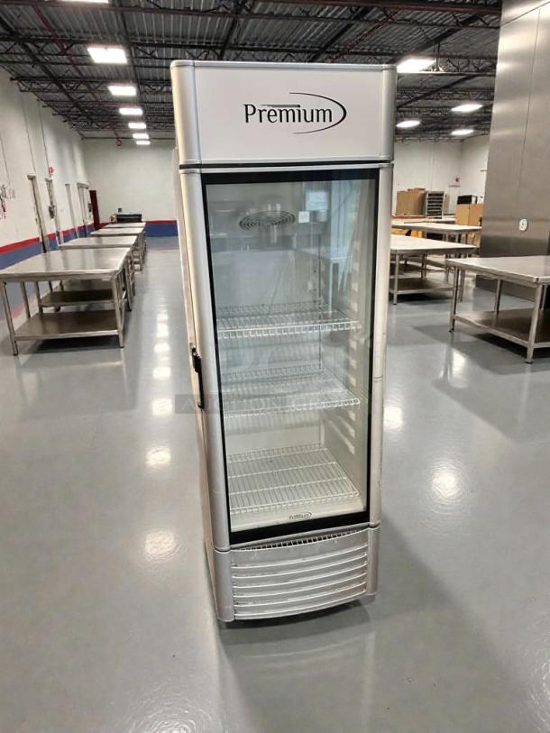 Pristine Premium Levella PRF90DX commercial upright glass door refrigerator, 115V, fully tested and working condition.
