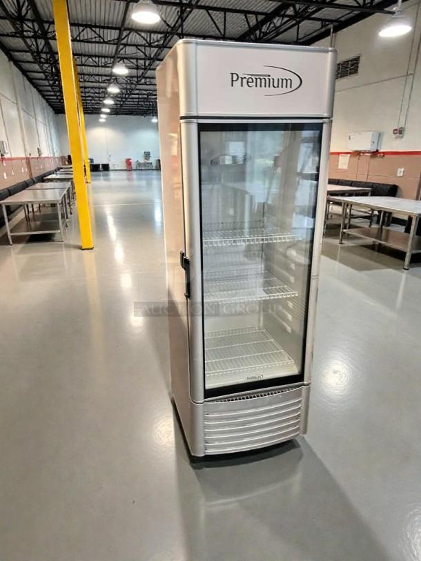 Pristine Premium Levella PRF90DX commercial upright glass door refrigerator, 115V, fully tested and working, excellent condition.
