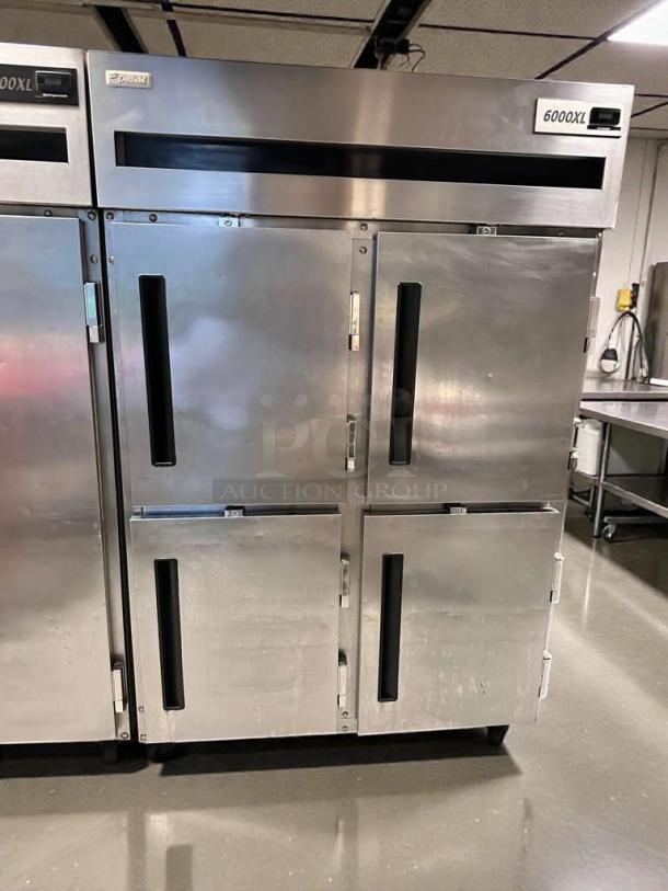 Delfield 6000XL four-door reach-in commercial freezer in outstanding condition, 115V, stainless steel, fully tested.