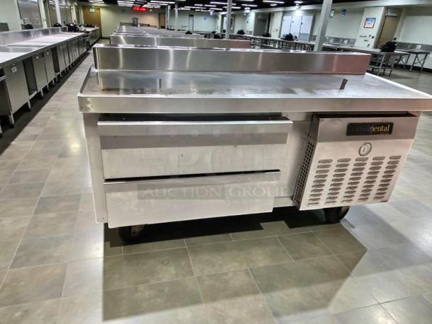 Continental undercounter refrigerated drawer base, 115V, outstanding condition, stainless steel, fully tested, model label visible.