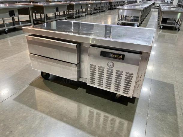 Continental undercounter refrigerated drawer base, stainless steel, 115V, excellent condition, fully tested, visible logo.