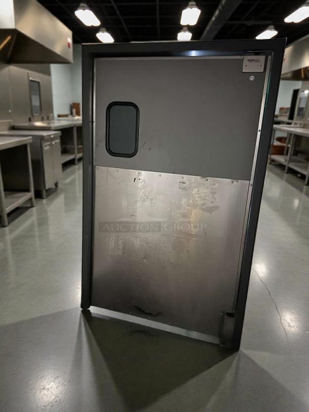 Ellason walk-in cooler door, swing type, insulated, outstanding condition, fully tested. Model by Ellason Corp.