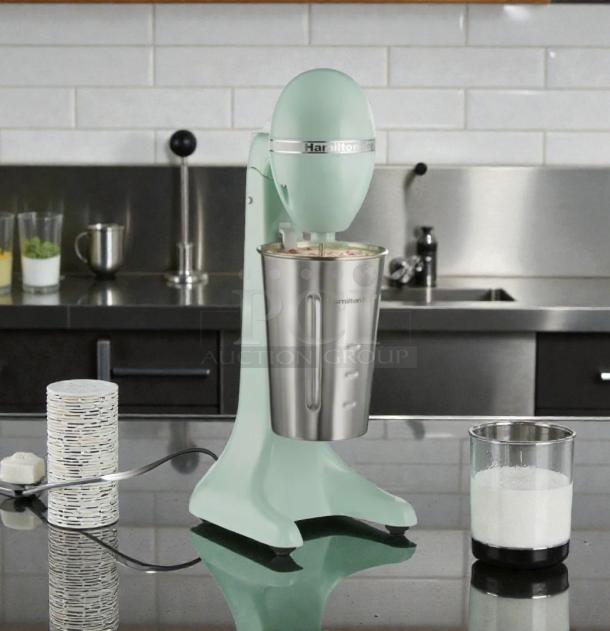 Hamilton Beach 732 single-spindle drink mixer in mint condition, features chrome accents, 120V, fully tested and working.