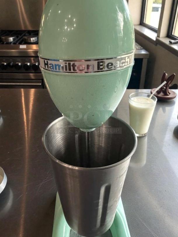 Hamilton Beach 732 single-spindle drink mixer in mint condition, 120V, stainless steel cup, fully tested and working.