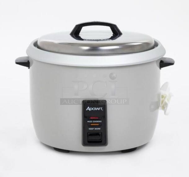 Adcraft commercial rice cooker, outstanding condition, 120v, tested and working, with cooking and warming settings.