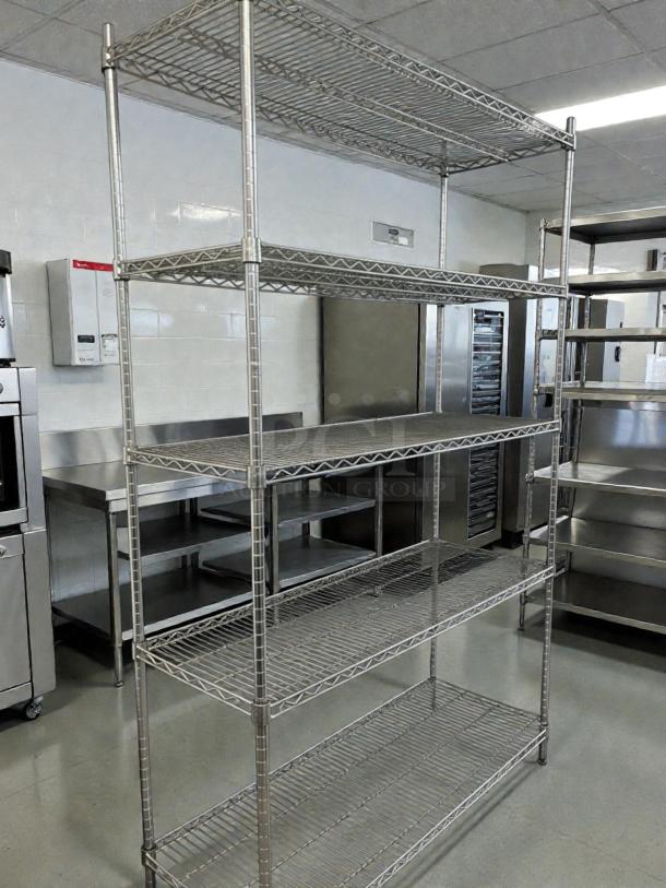 Thunder Group chrome wire shelving, 47.5"x18", outstanding condition, four-tier, durable chrome finish.