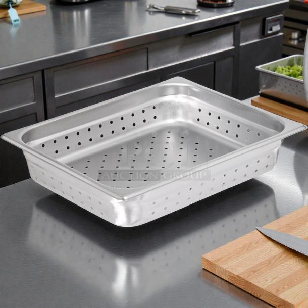 Carlisle DuraPan™ stainless steel perforated steam table pan, 1/2 size, 2.5" deep, model 607122P, excellent condition.