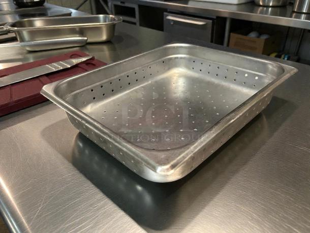 Carlisle DuraPan™ 1/2 size perforated steam table pan, light gauge stainless steel, 2.5" deep, excellent condition.