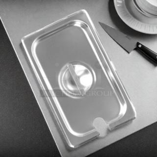 Thunder Group STPA5130CS stainless steel 1/3 size slotted steam table pan cover, great condition, durable and functional.