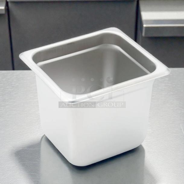 Winco SPJH-606 stainless steel steam table pan, 1/6 size, heavy weight, 6" deep, in amazing condition.
