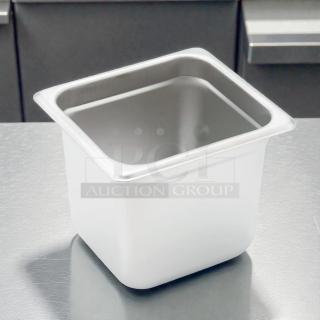 Winco SPJH-606 stainless steel steam table pan, 1/6 size, heavy weight, 6" deep, in amazing condition.