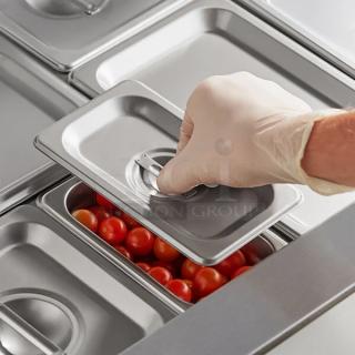 Choice 1/9 Size Stainless Steel Solid Steam Table Pan Cover in excellent condition, features durable metal construction.