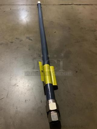 Brand new NAKS NK-S-36 gas connector in blue, visible yellow label, stainless steel fittings, quantity of 10.