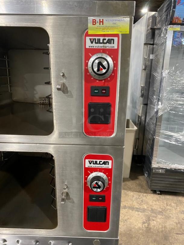 Vulcan VSX24G Commercial Stainless Steel Dual Compartment Convection Steamer with individual controls, built-in pan racks.
