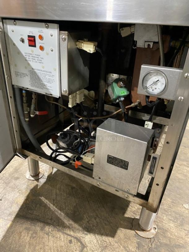 Vulcan VSX24G boiler base with controls, stainless steel, dual compartment steamer, natural gas, built-in pan racks, SN: 27-1182250.