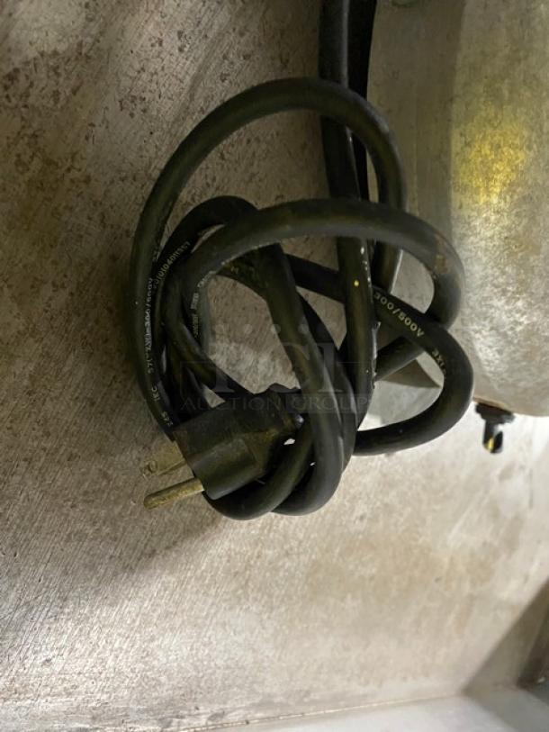 L&J WF-A2000 stainless steel juice extractor with black power cord, countertop model, 110V, commercial-grade.