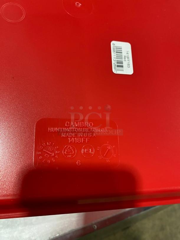 New Cambro red fast food tray, model 1418FF163, 14"x18", mint condition, stamped "Cambro, USA."