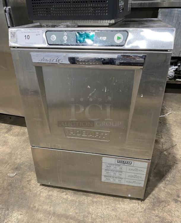 Hobart Advansys LXe Series stainless steel undercounter dishwasher, model LXER, 120/208V, high-temperature, electric-powered, used condition.