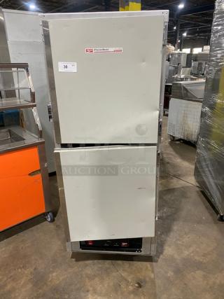 Metro Flavor Hold Series C199-H(1)N mobile heated holding cabinet, insulated, on casters, with wide pan slides. Visible label: Metro.