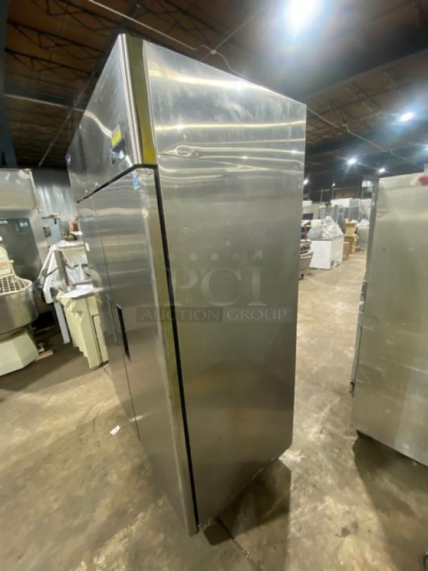 Atosa 2020 commercial stainless steel 2-door reach-in freezer, model MBF8002GR, Energy Star certified, on casters.